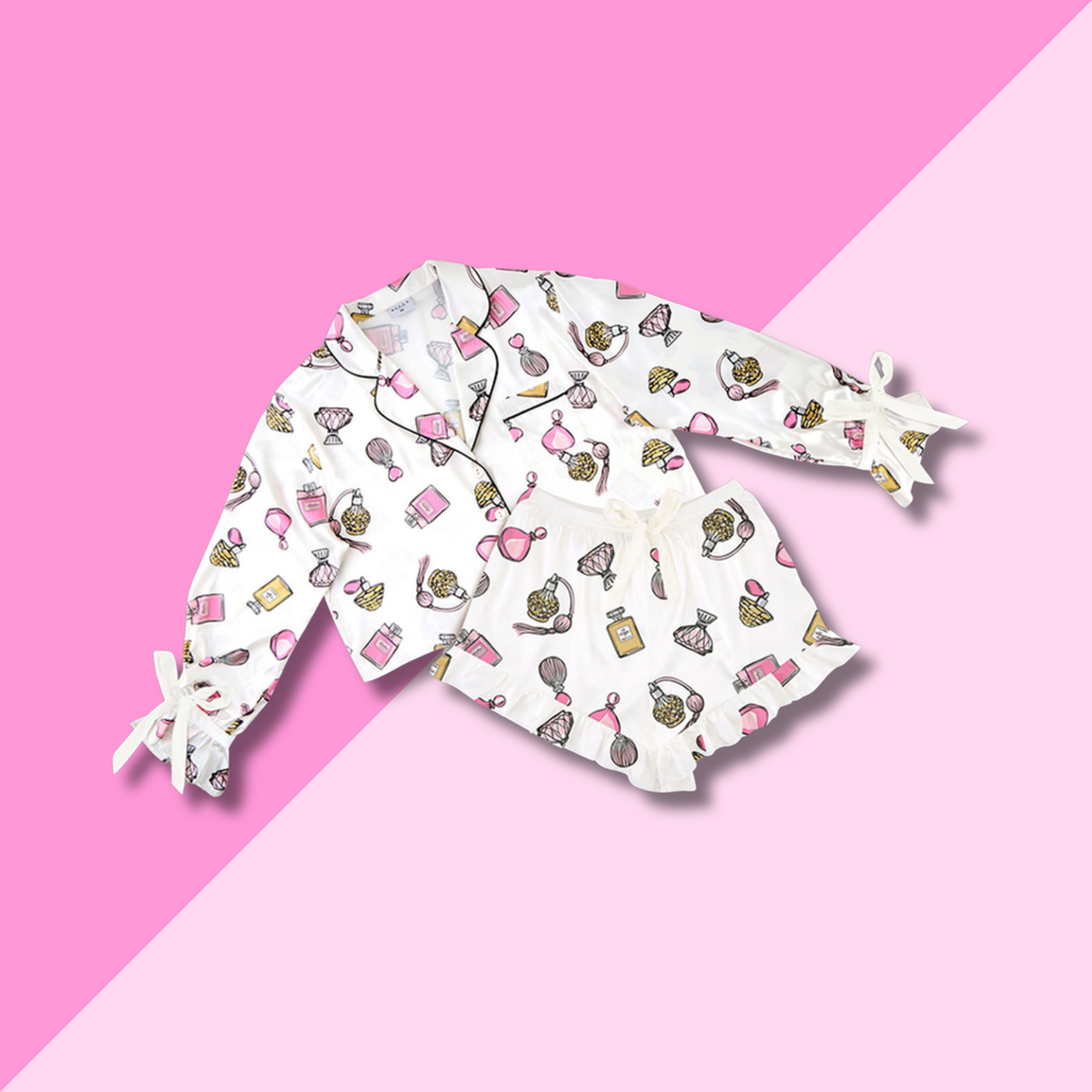 Bella Sleep & Spa Perfume Bottle Cropped Velvet Bows PJ Set