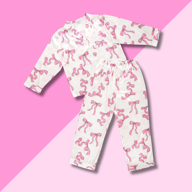 Bella Sleep & Spa Pink Bows Long Sleeve PJ Set