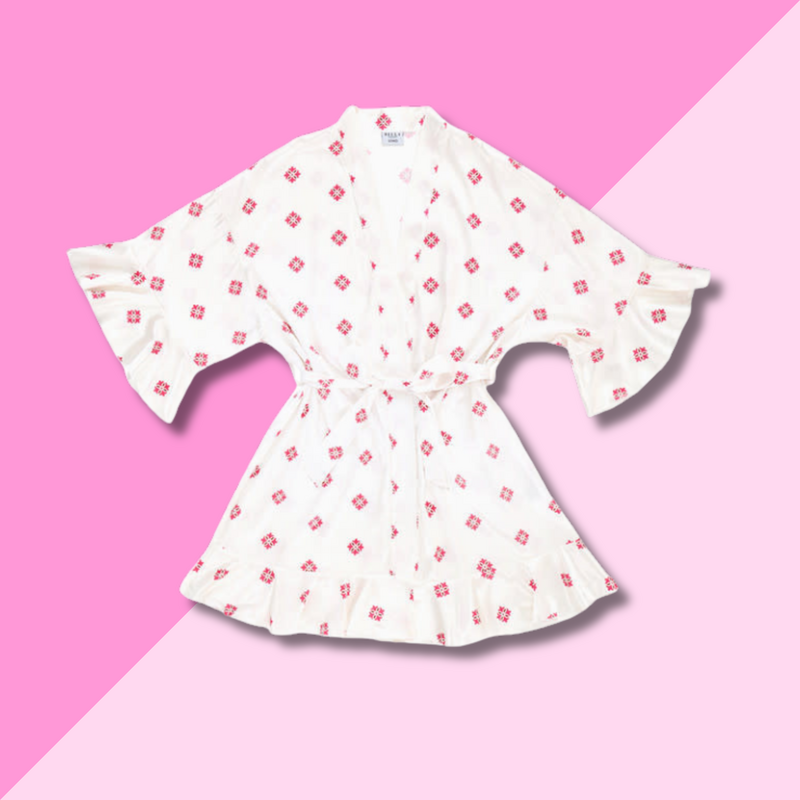 Bella Sleep & Spa Ruffled Satin Robe - Moroccan - S/M