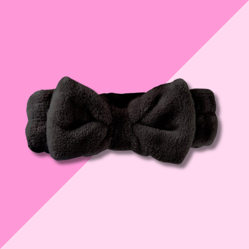Bella Sleep & Spa Plush Bow Spa Headband - Black