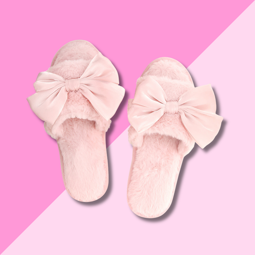 Bella Sleep & Spa Slippers - Light Pink Bow - M(7/8)