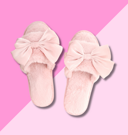 Bella Sleep & Spa Slippers - Light Pink Bow - M(7/8)