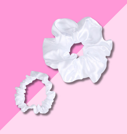 Bella Sleep & Spa Satin Scrunchie Set - White