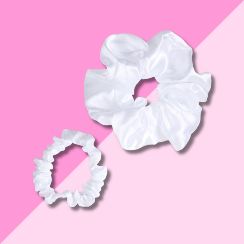 Bella Sleep & Spa Satin Scrunchie Set - White