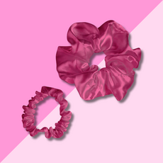 Bella Sleep & Spa Satin Scrunchie Set - Hot Pink