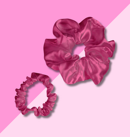 Satin Scrunchie Set - Hot Pink