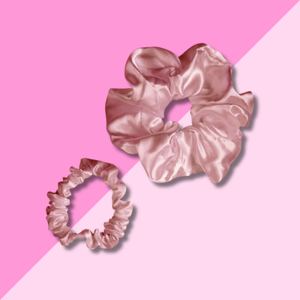 Bella Sleep & Spa Satin Scrunchie Set - Light Pink