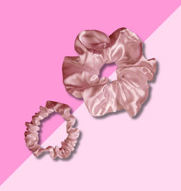 Bella Sleep & Spa Satin Scrunchie Set - Light Pink
