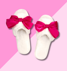 Bella Sleep & Spa Slippers - Hot Pink Bow - L(9/10)