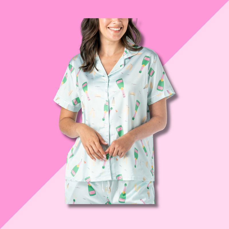Brunch & Bubbles Satin Pajama Set