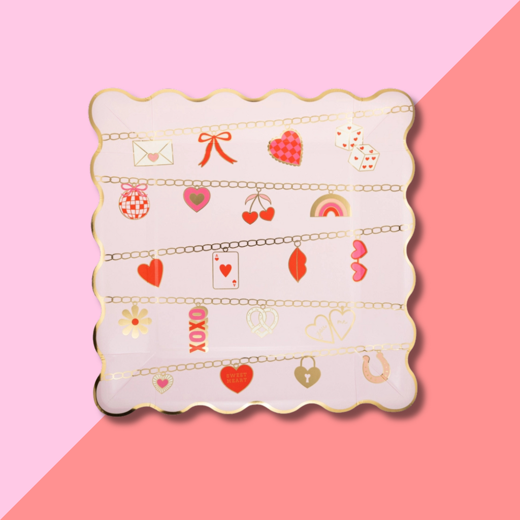 Valentines Charm Scalloped Square Plate