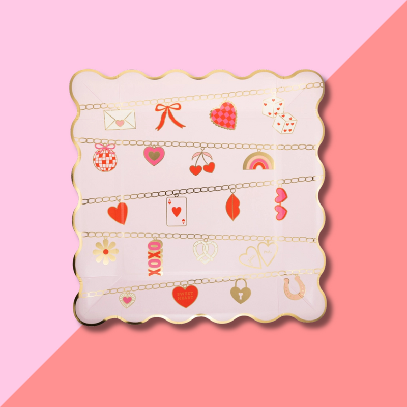 Valentines Charm Scalloped Square Plate