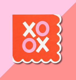 Scalloped XOXO Cocktail Napkin