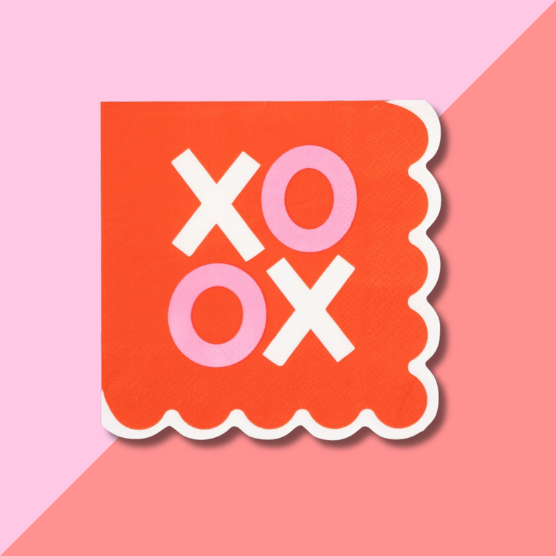 Scalloped XOXO Cocktail Napkin