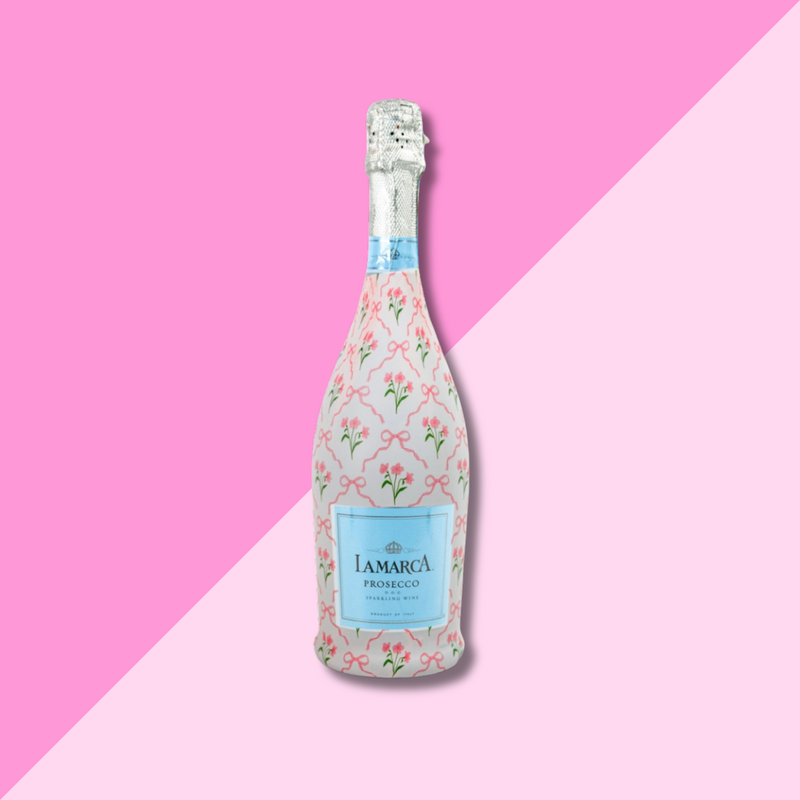 Pink Bows & Blossoms Prosecco Bottle Wrap