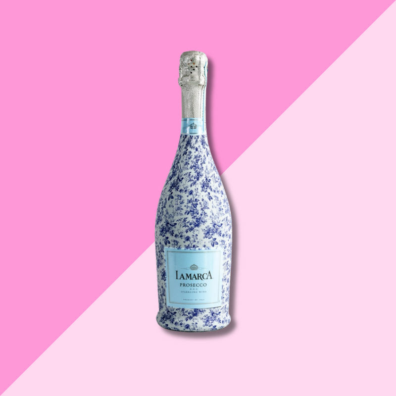 Blue Floral Prosecco Bottle Wrap