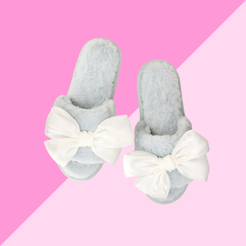 Slippers - White Bow - L(9/10)