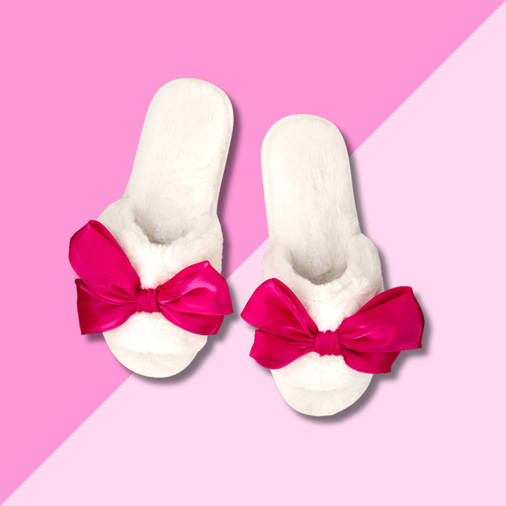 Bella Sleep & Spa Slippers - Hot Pink Bow - L(9/10)