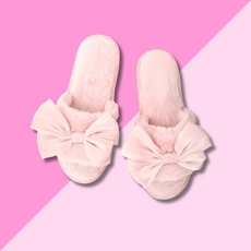 Bella Sleep & Spa Slippers - Light Pink Bow - L(9/10)