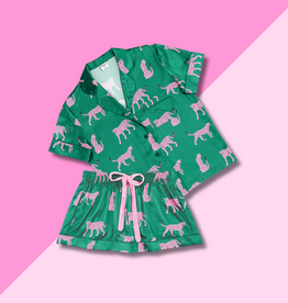 Green Cheetah Short PJ Set LG