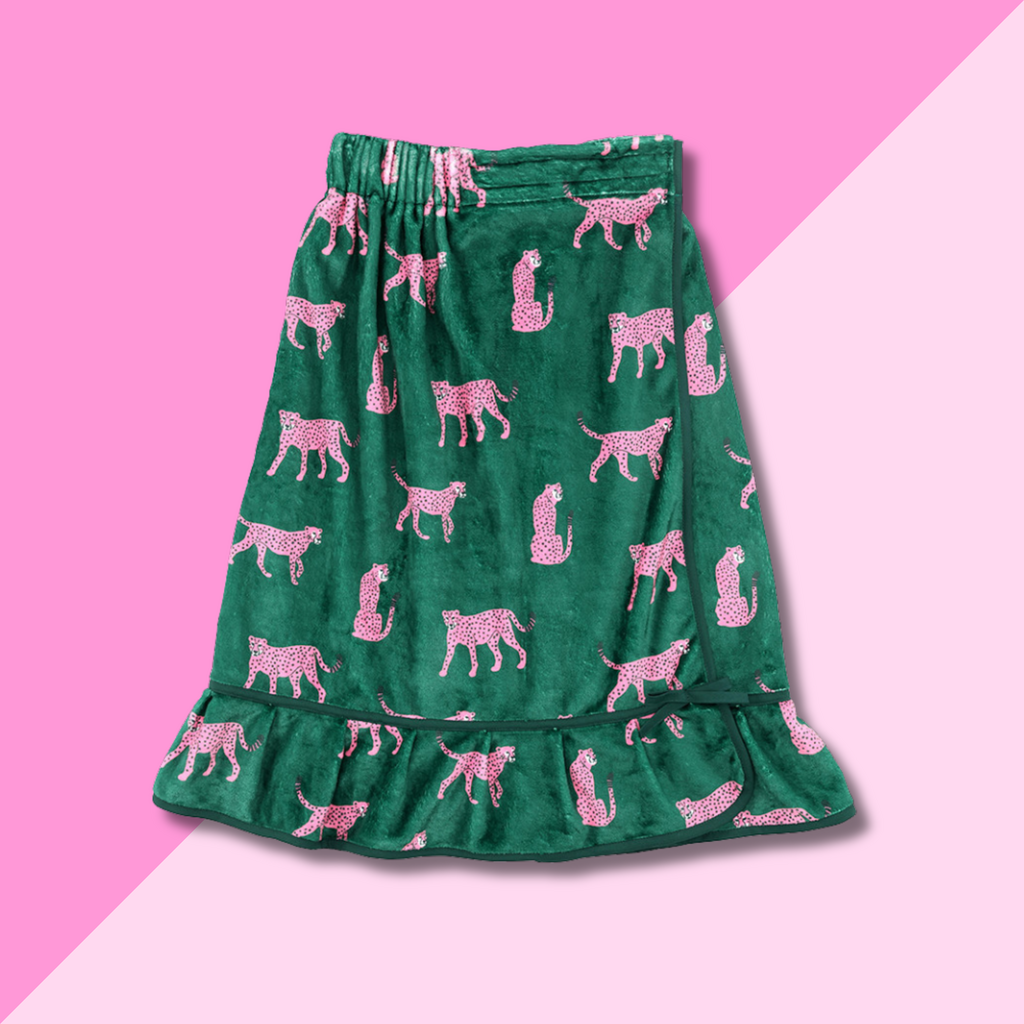 Spa Wrap - Green + Pink Cheetahs