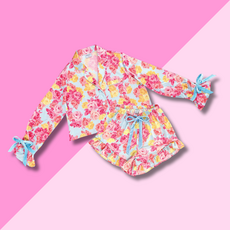 Blue & Rose Floral Cropped PJ Set MD