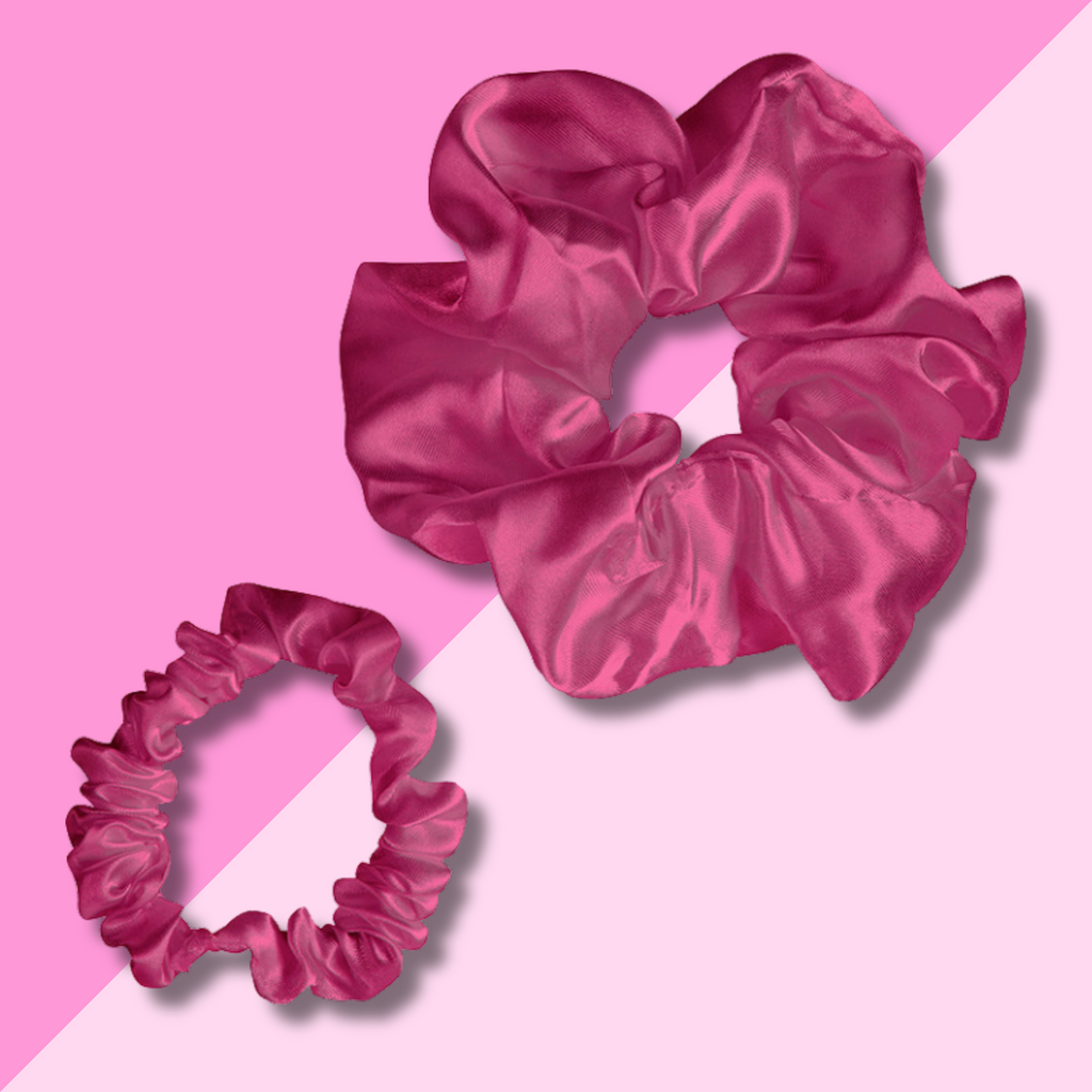 Bella Sleep & Spa Satin Scrunchie Set - Hot Pink