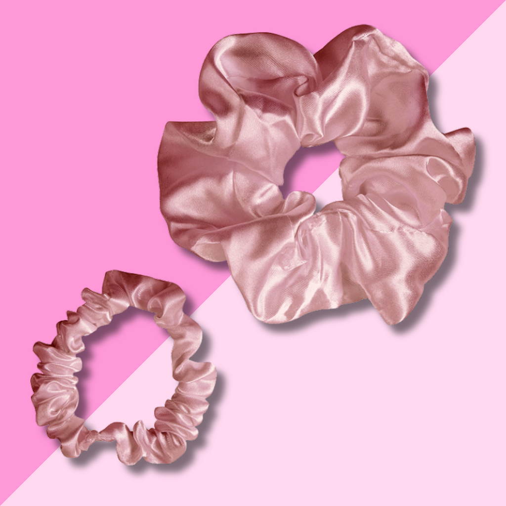 Bella Sleep & Spa Satin Scrunchie Set - Light Pink