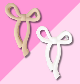 Bow Claw Clip - Set of 2 - Flax + White