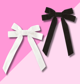 Velvet Bow Clip Set - White & Black