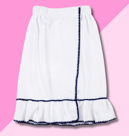 Spa Wrap - White & Navy Blue Whip Stitch