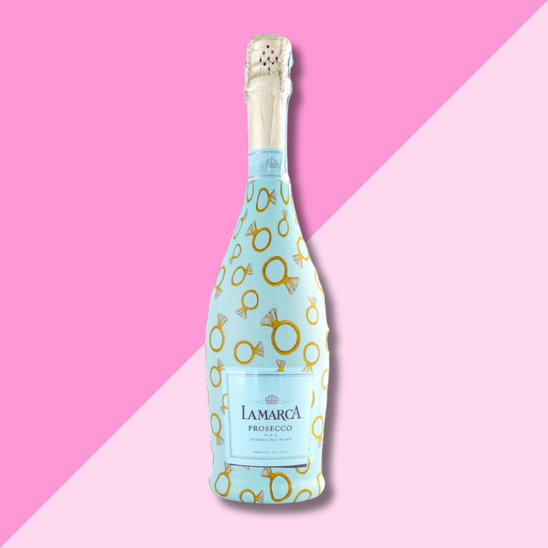Blue Engagement Ring Prosecco Bottle Wrap