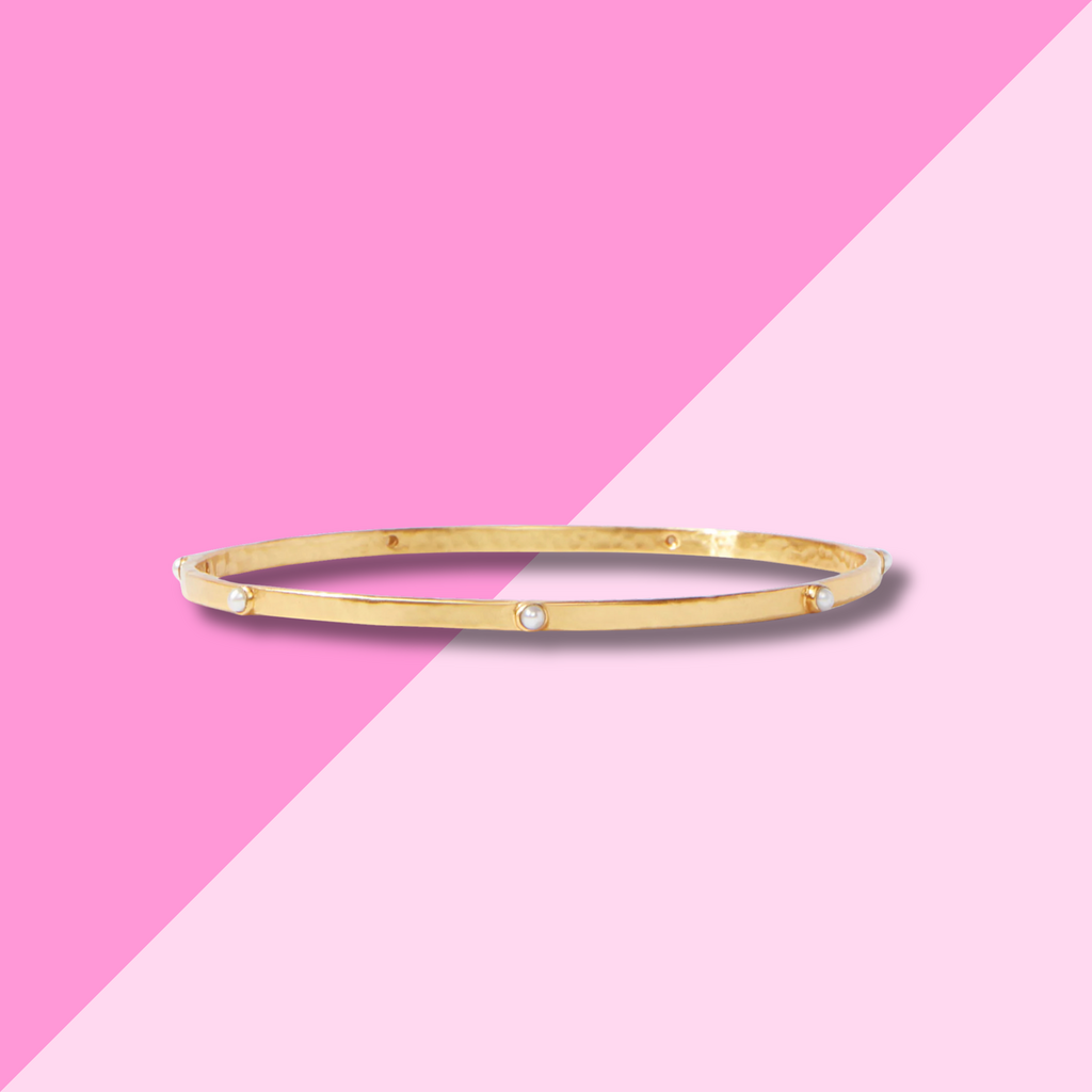 Julie Vos Crescent Bangle Gold Pearl - M