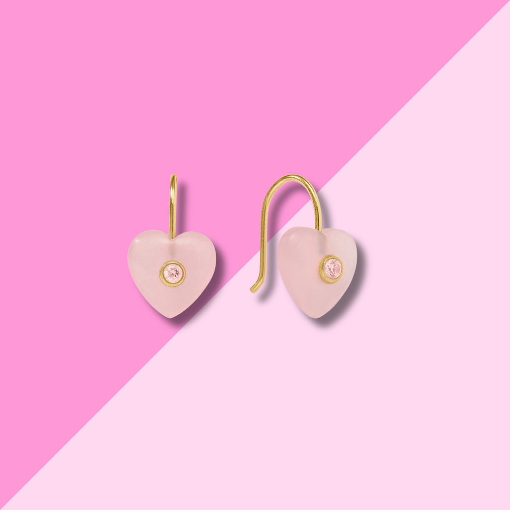 Julie Vos Heart Earring - Pink Quartz