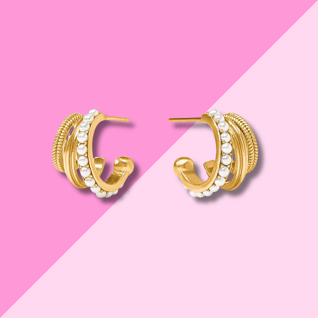 Julie Vos Hydra Triple Hoop - Gold - Pearl