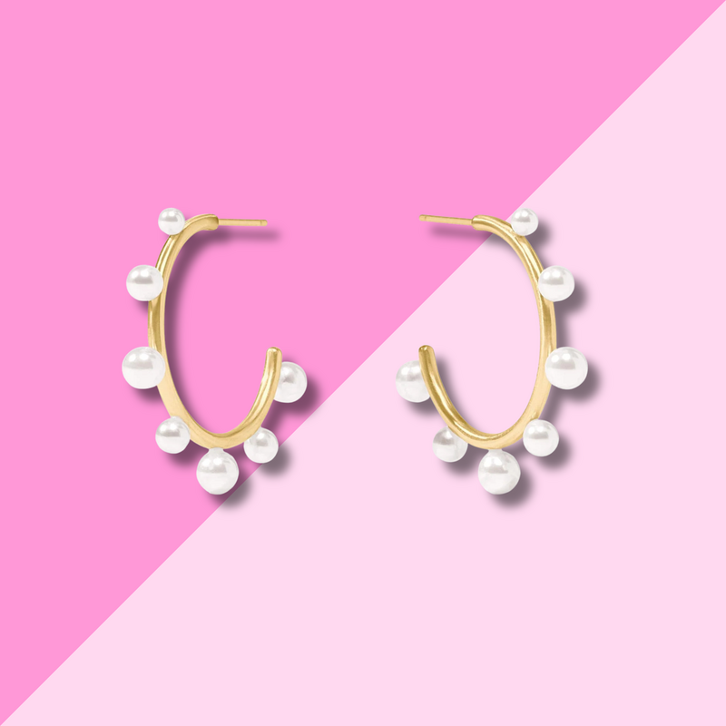 Julie Vos Hydra Stone Hoop - Pearl - M