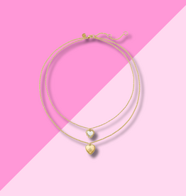 Julie Vos Heart Duo Delicate Necklace - Mother of Pearl