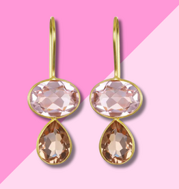 AMELIA ROSE JEWELRY Valencia Teardrop Earring - Blush & Champagne Gold