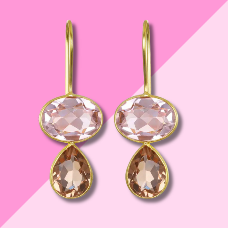 AMELIA ROSE JEWELRY Valencia Teardrop Earring - Blush & Champagne Gold