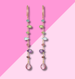 AMELIA ROSE JEWELRY Wildflower Dangle Earrings - Pink Topaz