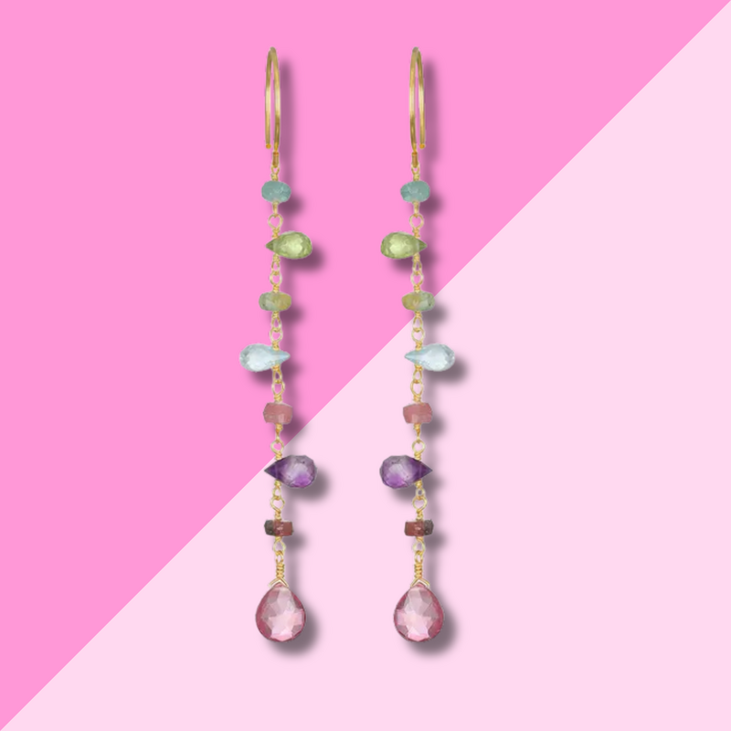 AMELIA ROSE JEWELRY Wildflower Dangle Earrings - Pink Topaz