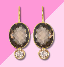 AMELIA ROSE JEWELRY Valencia Grand Oval Earring - Smoky Gold