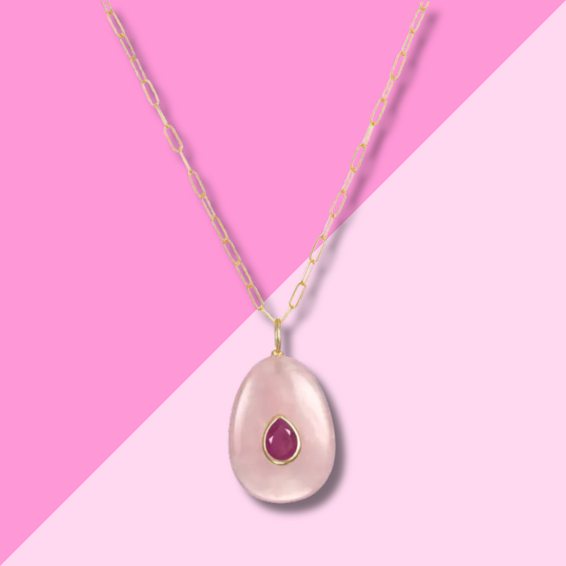 AMELIA ROSE JEWELRY Rose Quartz & Pink Sapphire Necklace