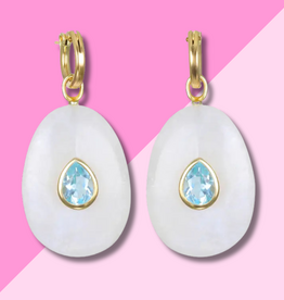 AMELIA ROSE JEWELRY Grand Moonstone & Topaz Huggies