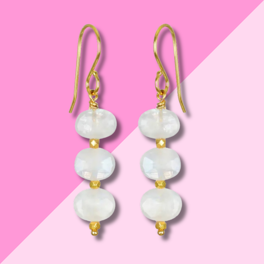 AMELIA ROSE JEWELRY Rainbow Moonstone Dangles