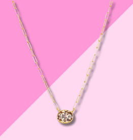 AMELIA ROSE JEWELRY Grand Gemstone Paperclip Necklace - Smoky Quartz