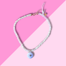 AMELIA ROSE JEWELRY Heishi Rainbow Moonstone Pendant Necklace - Lace Agate