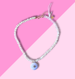 AMELIA ROSE JEWELRY Heishi Rainbow Moonstone Pendant Necklace - Lace Agate