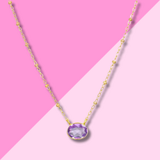 AMELIA ROSE JEWELRY Gem Drop Satellite Necklace - Pink Amethyst