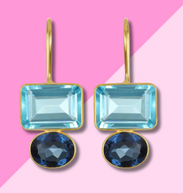 AMELIA ROSE JEWELRY Valencia Earring - Sky Blue & Royal Blue Gold